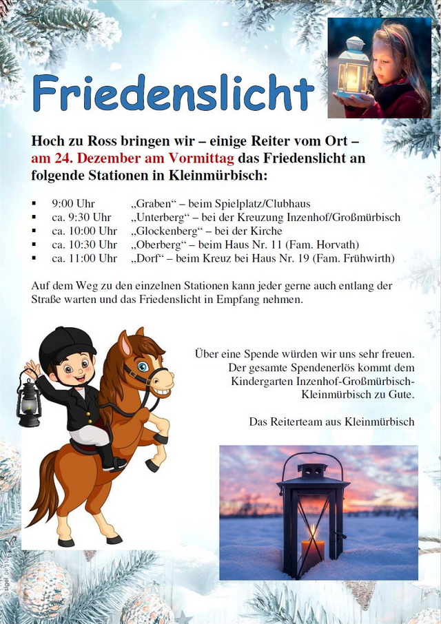 Reiter bringen am 24. Dezember Friedenslicht